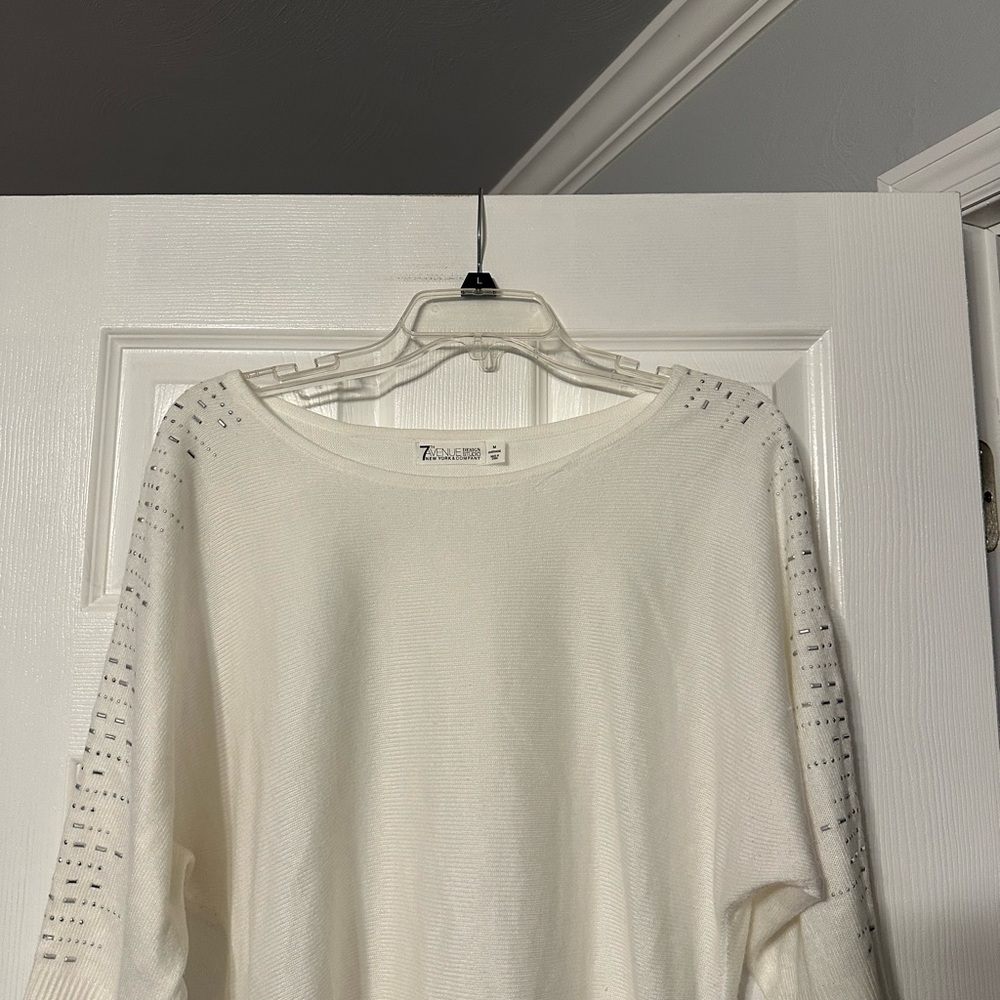 New York and Company 7th Avenue Design Studio Silver Accent Sweater - Picture 2 of 15